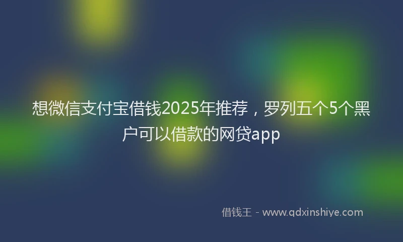 想微信支付宝借钱2025年推荐，罗列五个5个黑户可以借款的网贷app