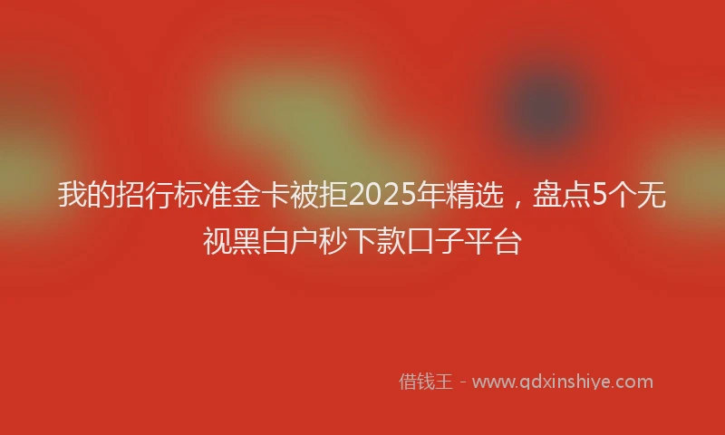 我的招行标准金卡被拒2025年精选，盘点5个无视黑白户秒下款口子平台