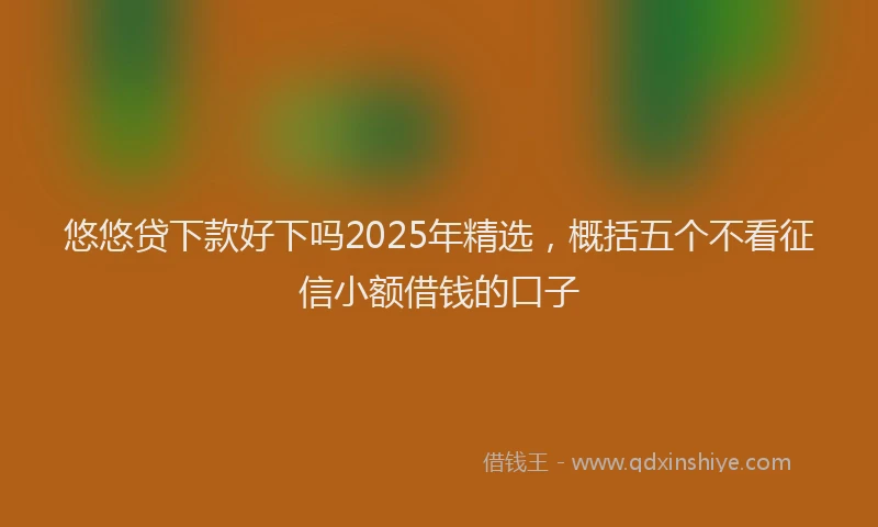 悠悠贷下款好下吗2025年精选，概括五个不看征信小额借钱的口子