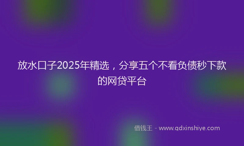 放水口子2025年精选，分享五个不看负债秒下款的网贷平台