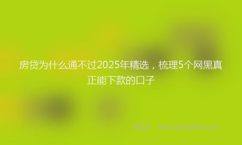 房贷为什么通不过2025年精选，梳理5个网黑真正能下款的口子