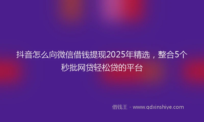 抖音怎么向微信借钱提现2025年精选，整合5个秒批网贷轻松贷的平台