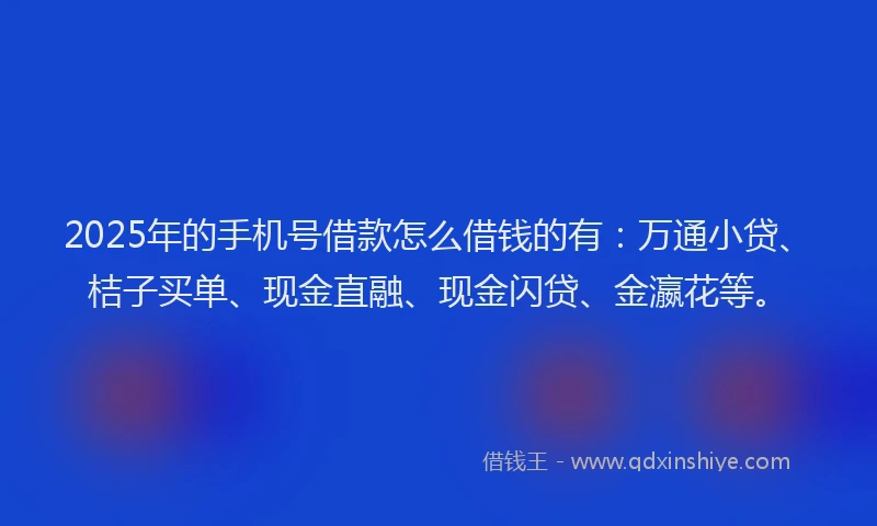 2025年的手机号借款怎么借钱的有：万通小贷、桔子买单、现金直融、现金闪贷、金瀛花等。