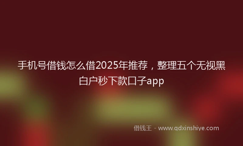 手机号借钱怎么借2025年推荐，整理五个无视黑白户秒下款口子app