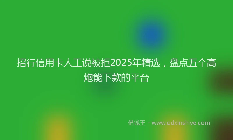 招行信用卡人工说被拒2025年精选，盘点五个高炮能下款的平台