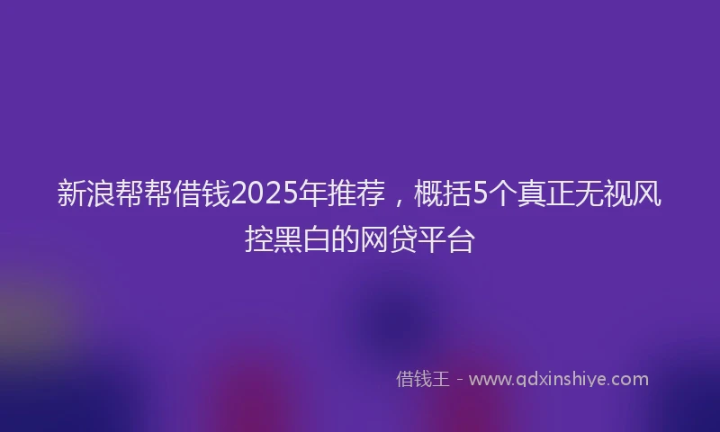 新浪帮帮借钱2025年推荐，概括5个真正无视风控黑白的网贷平台
