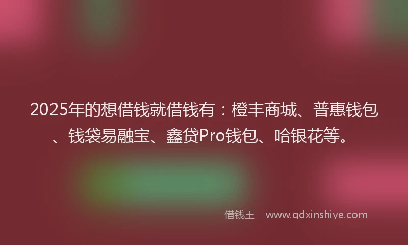 2025年的想借钱就借钱有：橙丰商城、普惠钱包、钱袋易融宝、鑫贷Pro钱包、哈银花等。