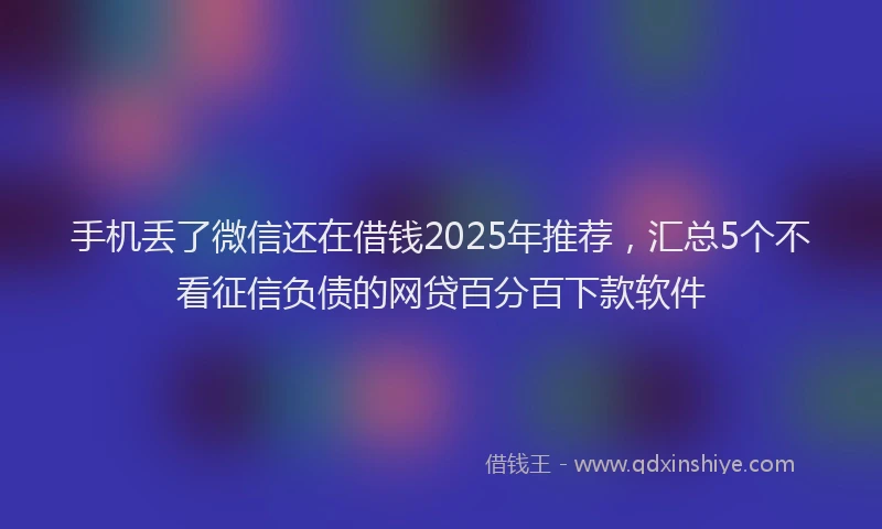 手机丢了微信还在借钱2025年推荐，汇总5个不看征信负债的网贷百分百下款软件