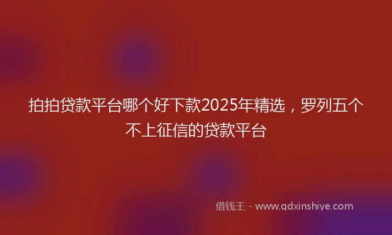 拍拍贷款平台哪个好下款2025年精选，罗列五个不上征信的贷款平台