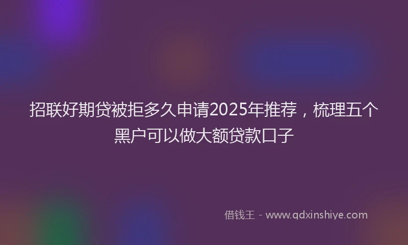 招联好期贷被拒多久申请2025年推荐，梳理五个黑户可以做大额贷款口子