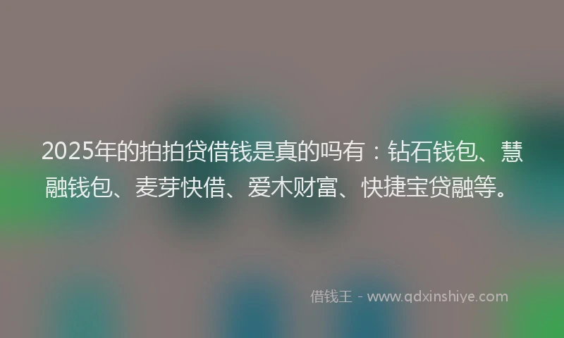 2025年的拍拍贷借钱是真的吗有：钻石钱包、慧融钱包、麦芽快借、爱木财富、快捷宝贷融等。