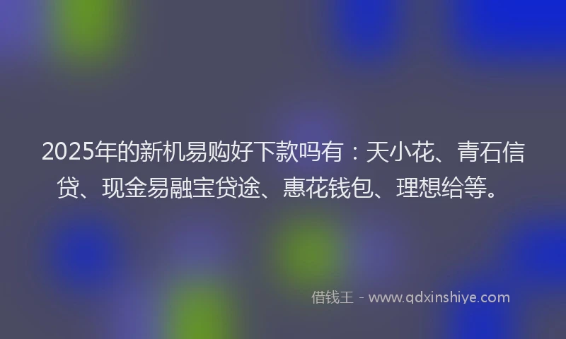 2025年的新机易购好下款吗有：天小花、青石信贷、现金易融宝贷途、惠花钱包、理想给等。