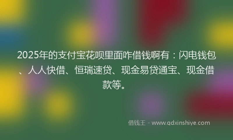 2025年的支付宝花呗里面咋借钱啊有：闪电钱包、人人快借、恒瑞速贷、现金易贷通宝、现金借款等。