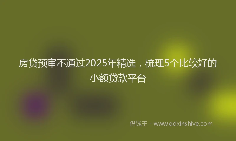 房贷预审不通过2025年精选，梳理5个比较好的小额贷款平台