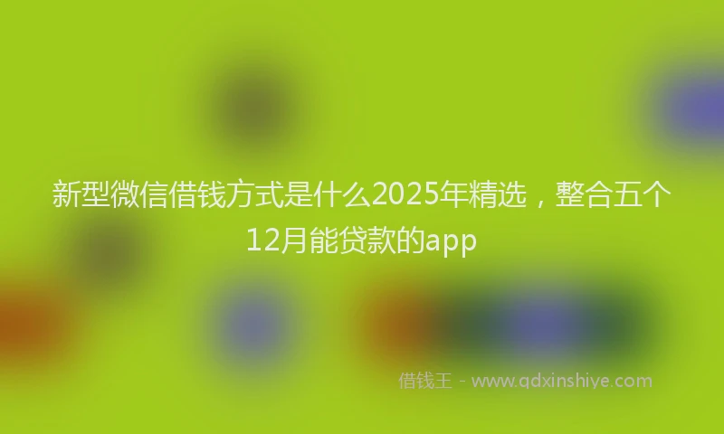 新型微信借钱方式是什么2025年精选，整合五个12月能贷款的app
