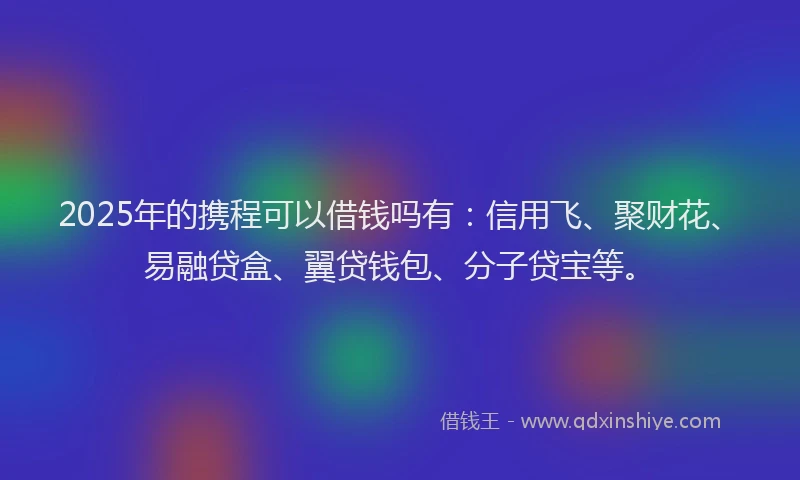 2025年的携程可以借钱吗有：信用飞、聚财花、易融贷盒、翼贷钱包、分子贷宝等。
