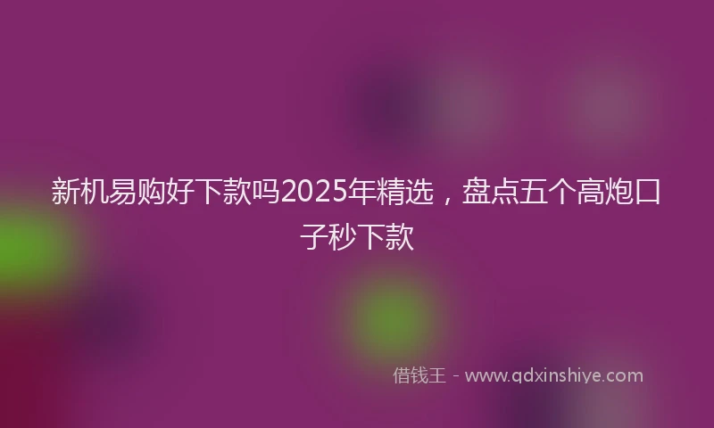 新机易购好下款吗2025年精选，盘点五个高炮口子秒下款