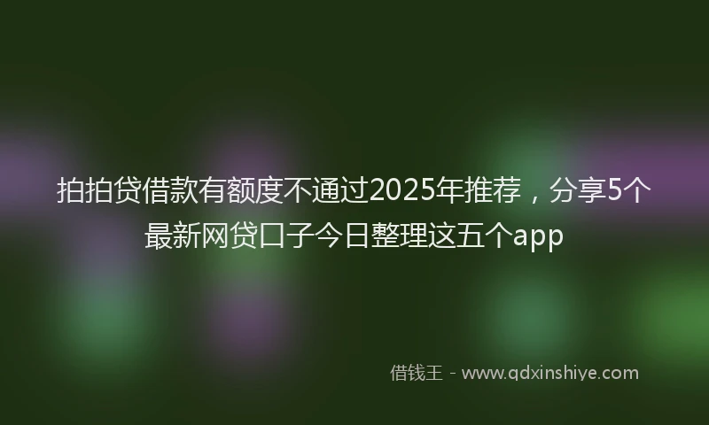 拍拍贷借款有额度不通过2025年推荐，分享5个最新网贷口子今日整理这五个app