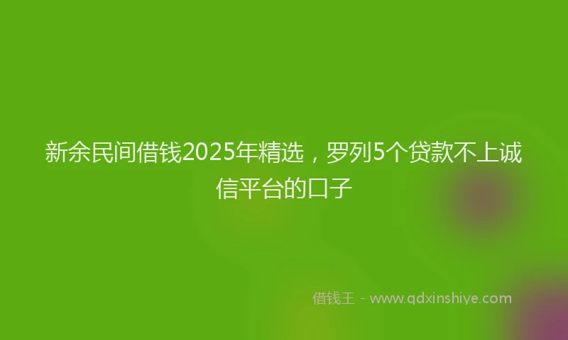 新余民间借钱2025年精选，罗列5个贷款不上诚信平台的口子