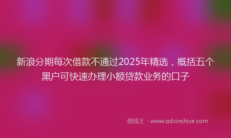 新浪分期每次借款不通过2025年精选，概括五个黑户可快速办理小额贷款业务的口子
