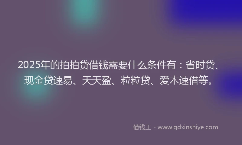 2025年的拍拍贷借钱需要什么条件有：省时贷、现金贷速易、天天盈、粒粒贷、爱木速借等。