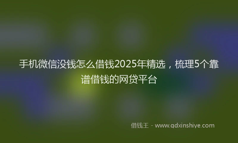 手机微信没钱怎么借钱2025年精选，梳理5个靠谱借钱的网贷平台