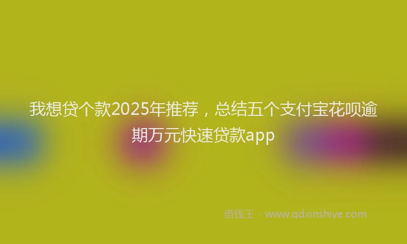 我想贷个款2025年推荐，总结五个支付宝花呗逾期万元快速贷款app
