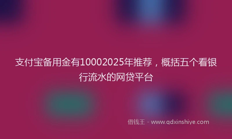 支付宝备用金有10002025年推荐，概括五个看银行流水的网贷平台