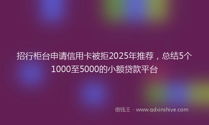 招行柜台申请信用卡被拒2025年推荐，总结5个1000至5000的小额贷款平台