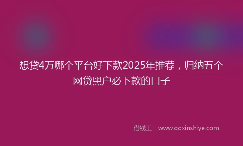 想贷4万哪个平台好下款2025年推荐，归纳五个网贷黑户必下款的口子