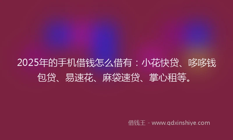 2025年的手机借钱怎么借有：小花快贷、哆哆钱包贷、易速花、麻袋速贷、掌心租等。