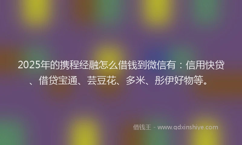 2025年的携程经融怎么借钱到微信有：信用快贷、借贷宝通、芸豆花、多米、彤伊好物等。