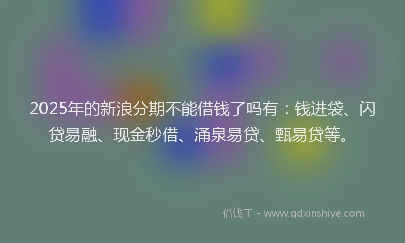 2025年的新浪分期不能借钱了吗有：钱进袋、闪贷易融、现金秒借、涌泉易贷、甄易贷等。