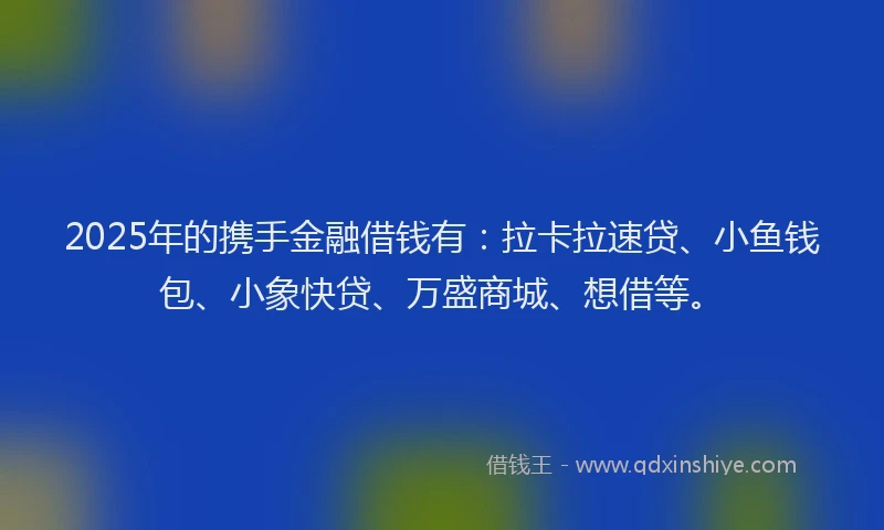 2025年的携手金融借钱有：拉卡拉速贷、小鱼钱包、小象快贷、万盛商城、想借等。