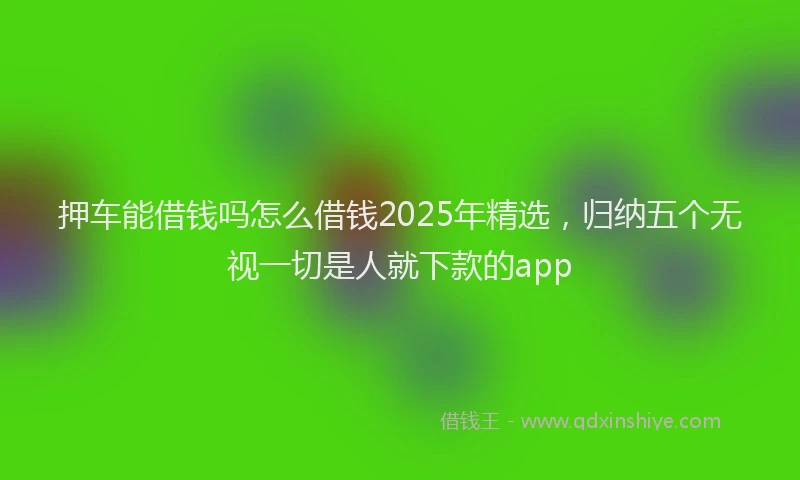 押车能借钱吗怎么借钱2025年精选，归纳五个无视一切是人就下款的app