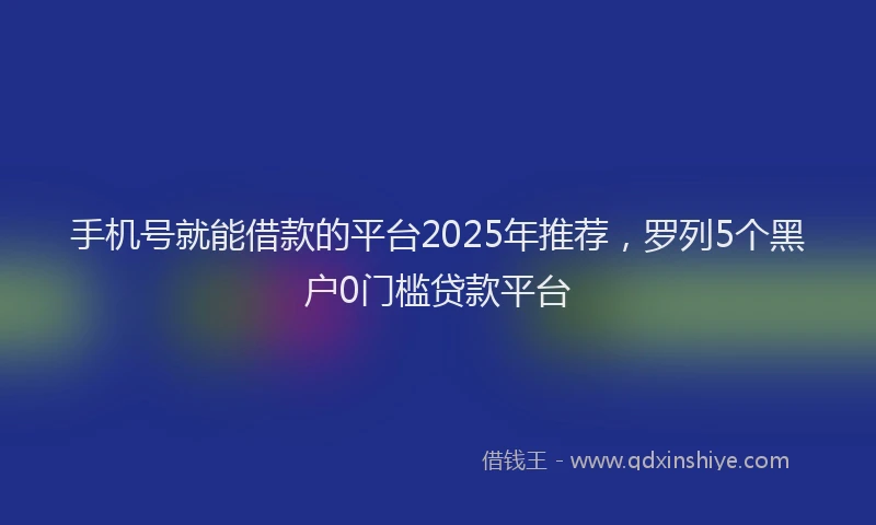 手机号就能借款的平台2025年推荐，罗列5个黑户0门槛贷款平台