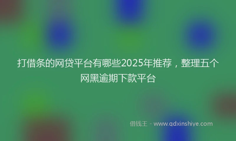 打借条的网贷平台有哪些2025年推荐，整理五个网黑逾期下款平台