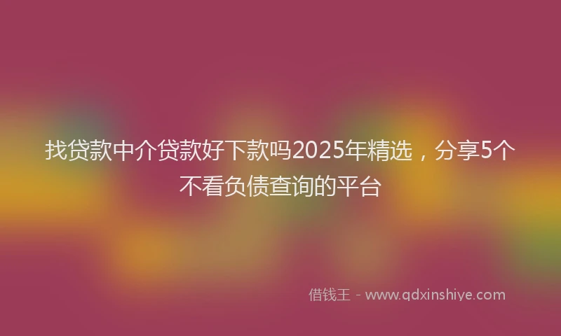找贷款中介贷款好下款吗2025年精选，分享5个不看负债查询的平台