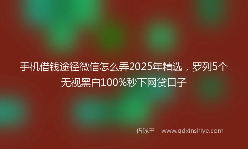 手机借钱途径微信怎么弄2025年精选，罗列5个无视黑白100%秒下网贷口子