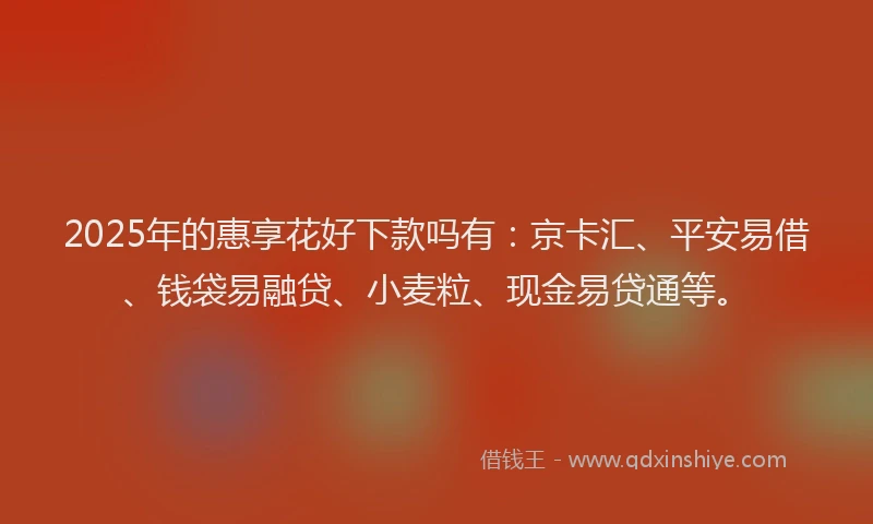 2025年的惠享花好下款吗有：京卡汇、平安易借、钱袋易融贷、小麦粒、现金易贷通等。