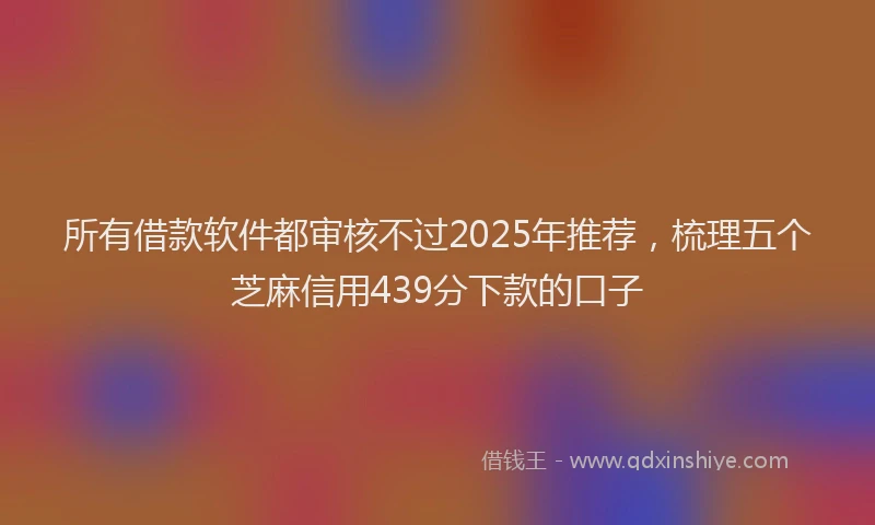 所有借款软件都审核不过2025年推荐，梳理五个芝麻信用439分下款的口子