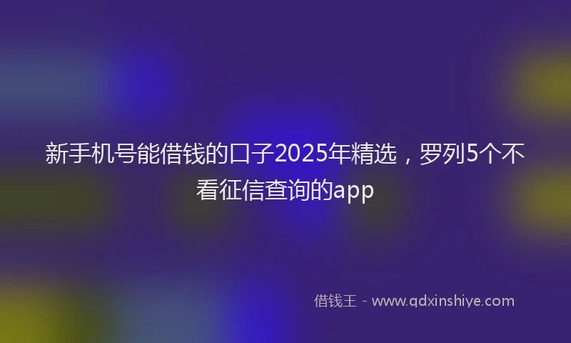 新手机号能借钱的口子2025年精选，罗列5个不看征信查询的app