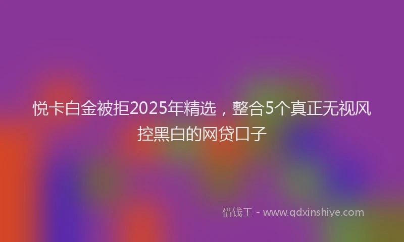 悦卡白金被拒2025年精选，整合5个真正无视风控黑白的网贷口子