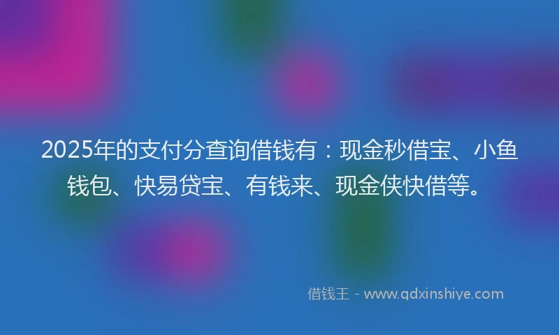 2025年的支付分查询借钱有：现金秒借宝、小鱼钱包、快易贷宝、有钱来、现金侠快借等。