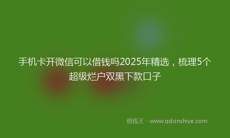 手机卡开微信可以借钱吗2025年精选，梳理5个超级烂户双黑下款口子