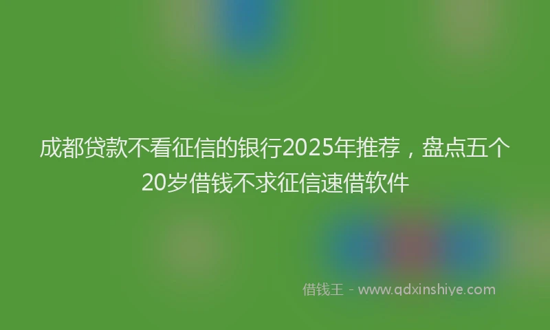 成都贷款不看征信的银行2025年推荐，盘点五个20岁借钱不求征信速借软件