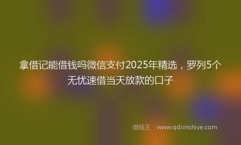 拿借记能借钱吗微信支付2025年精选，罗列5个无忧速借当天放款的口子