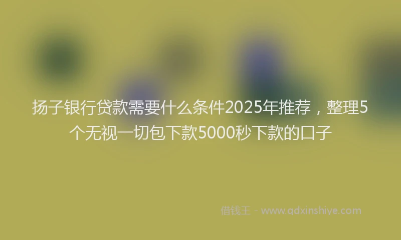 扬子银行贷款需要什么条件2025年推荐，整理5个无视一切包下款5000秒下款的口子
