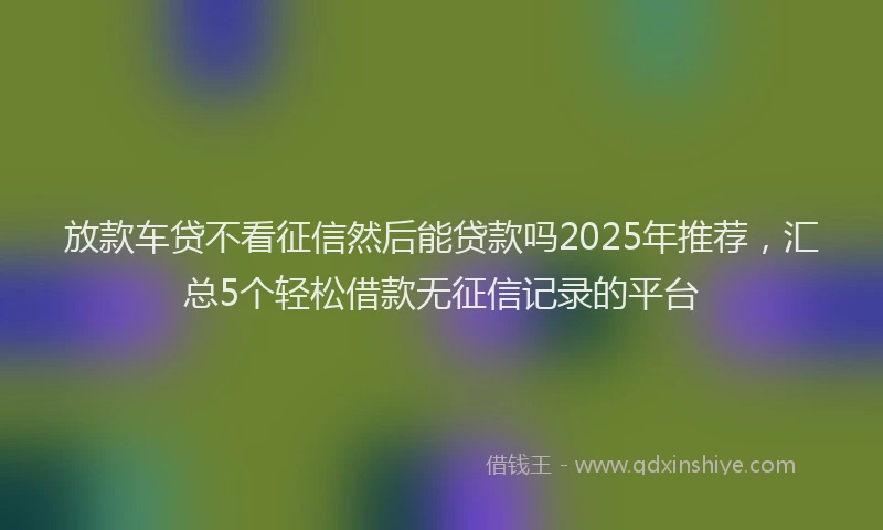 放款车贷不看征信然后能贷款吗2025年推荐，汇总5个轻松借款无征信记录的平台