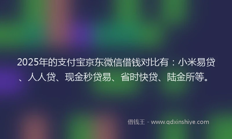 2025年的支付宝京东微信借钱对比有：小米易贷、人人贷、现金秒贷易、省时快贷、陆金所等。